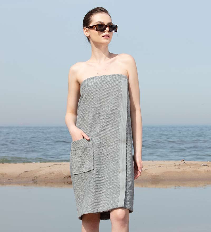 Women’s Gray Turkish Cotton Towel Wrap