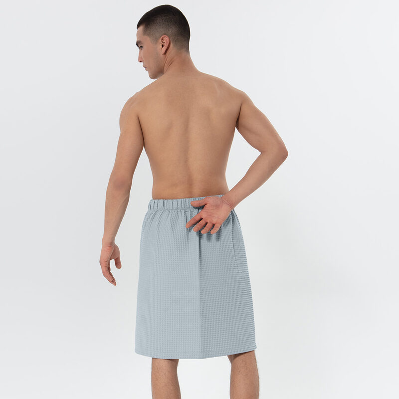 Men’s Blue Gray Organic Turkish Cotton Waffle Towel Wrap