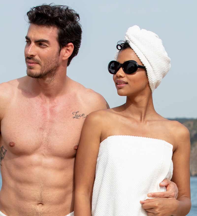 White Cotton Hair Drying Towel Wrap