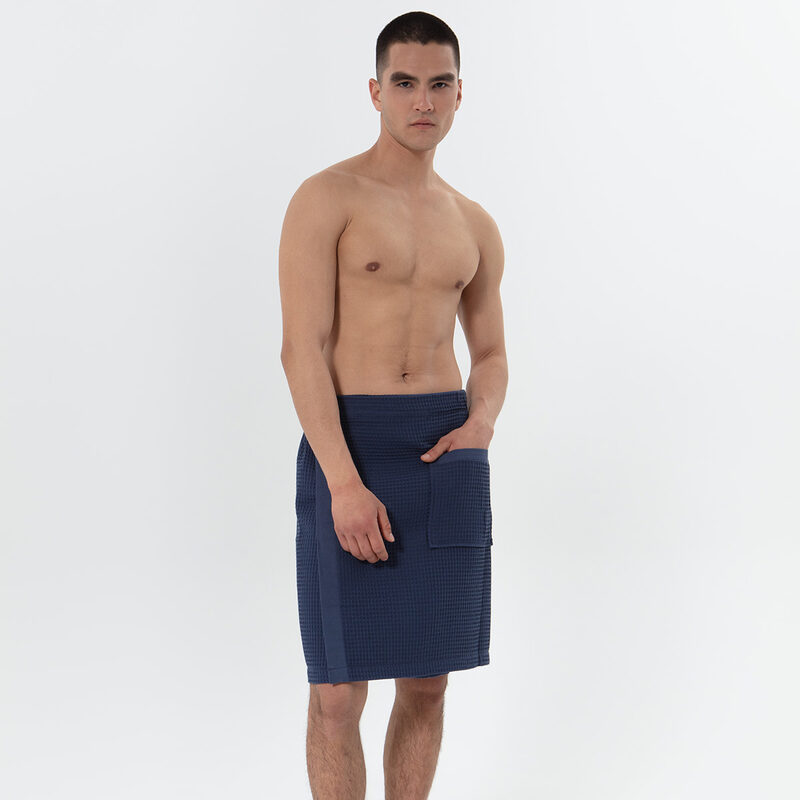 Men’s Navy Organic Turkish Cotton Waffle Towel Wrap