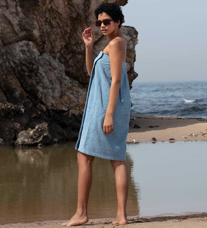 Women’s Blue Turkish Cotton Towel Wrap