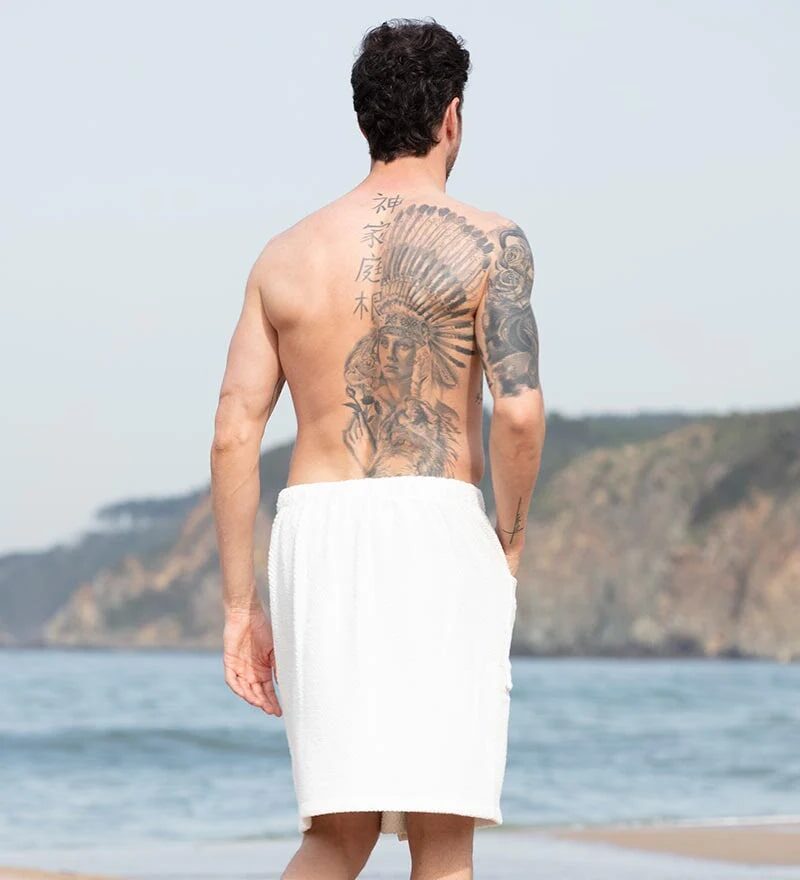 Men’s White Turkish Cotton Towel Wrap
