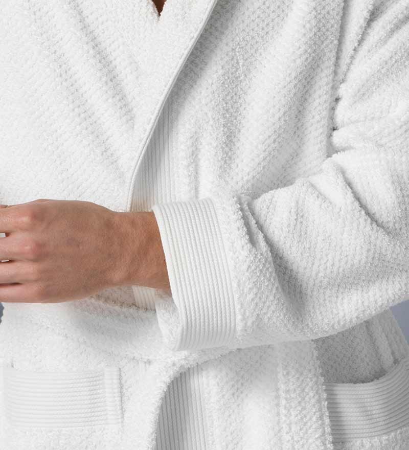 Men's White Luxury Turkish Cotton Terry Cloth Robe with Hood