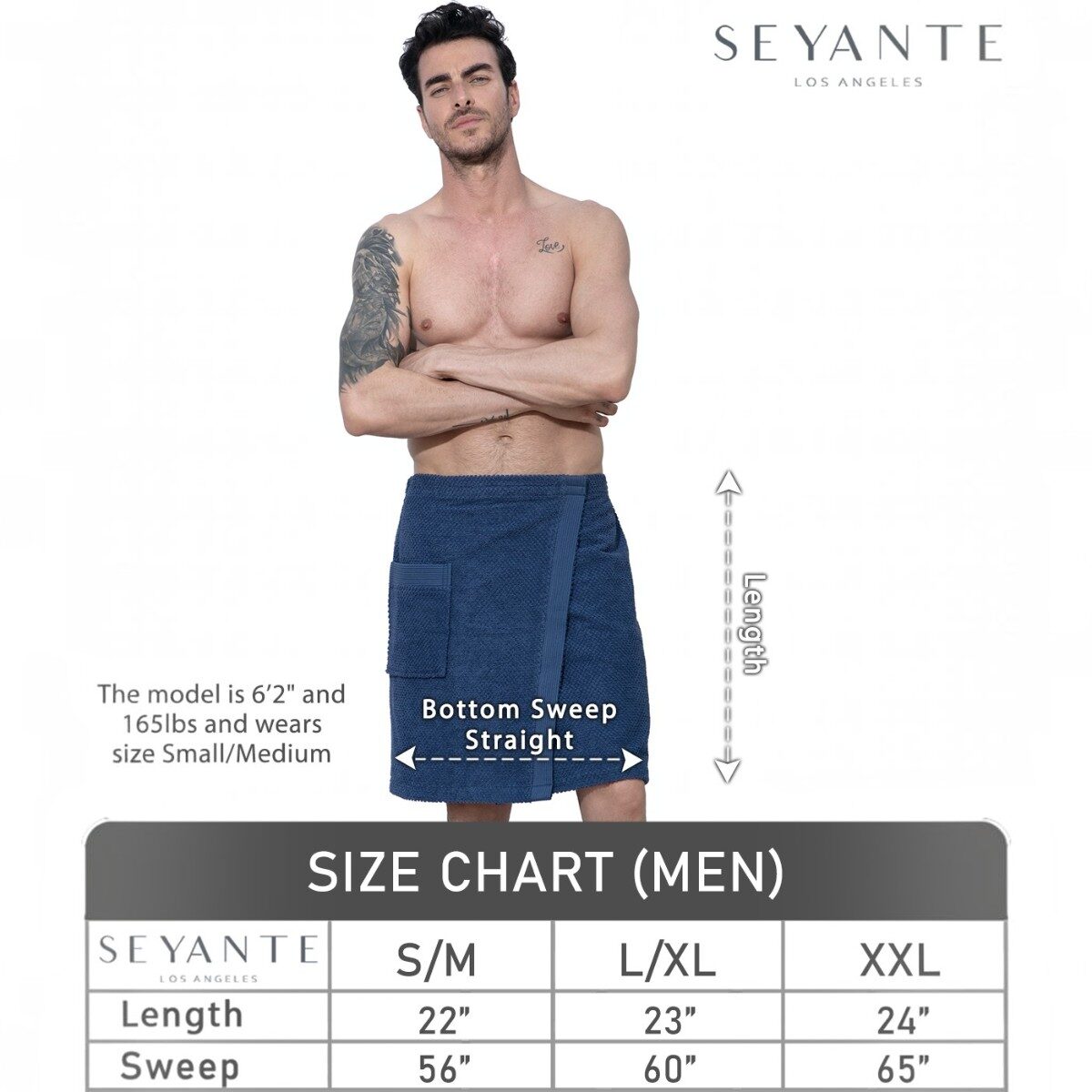 The model is 6'2" and 165 lbs. and wears size Small/Medium