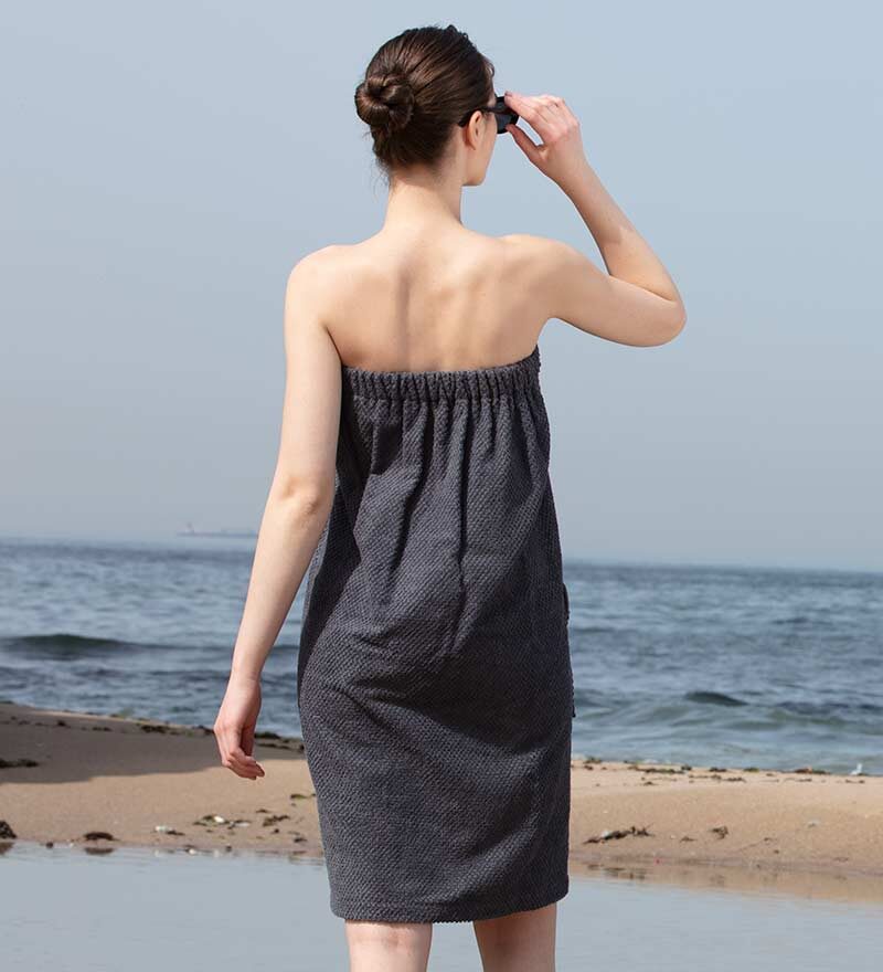 Women’s Charcoal Turkish Cotton Towel Wrap