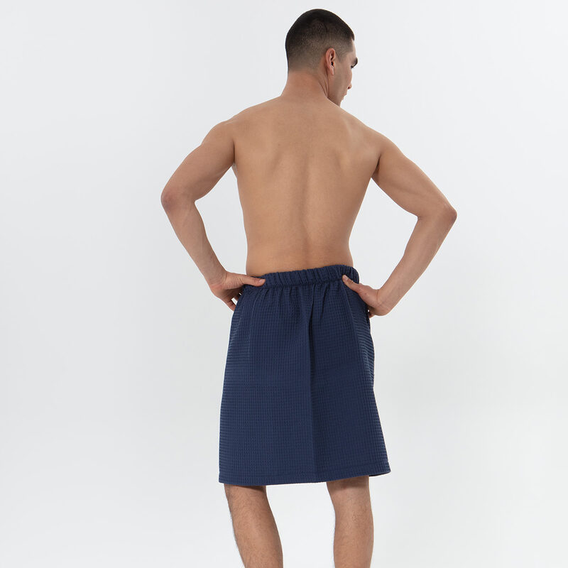 Men’s Navy Organic Turkish Cotton Waffle Towel Wrap