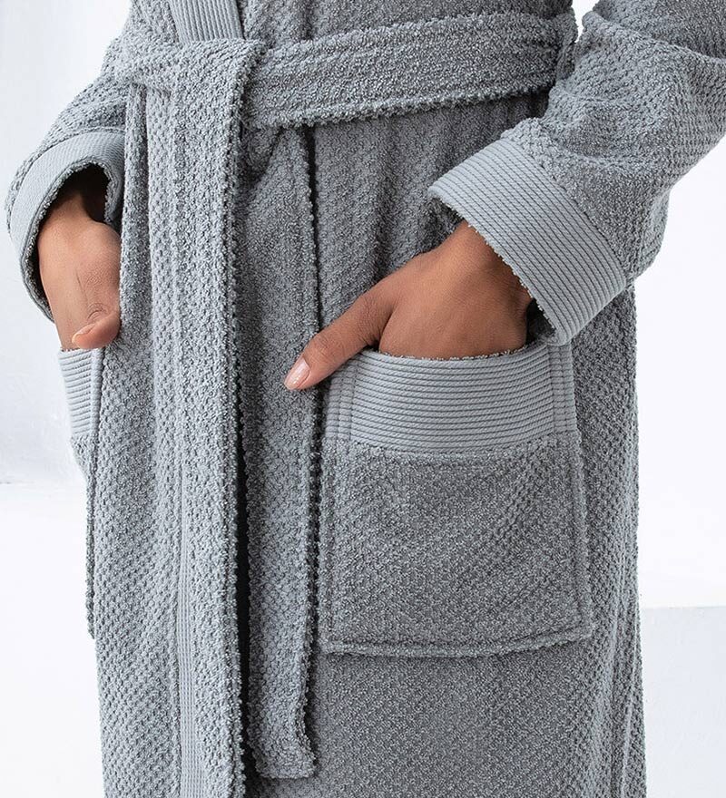 Women’s Gray Luxury Turkish Cotton Terry Kimono Bathrobe