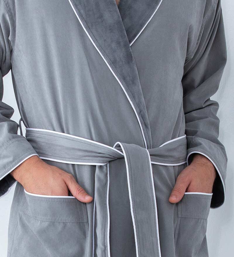 Men's Gray Luxury Microfiber Spa Robe