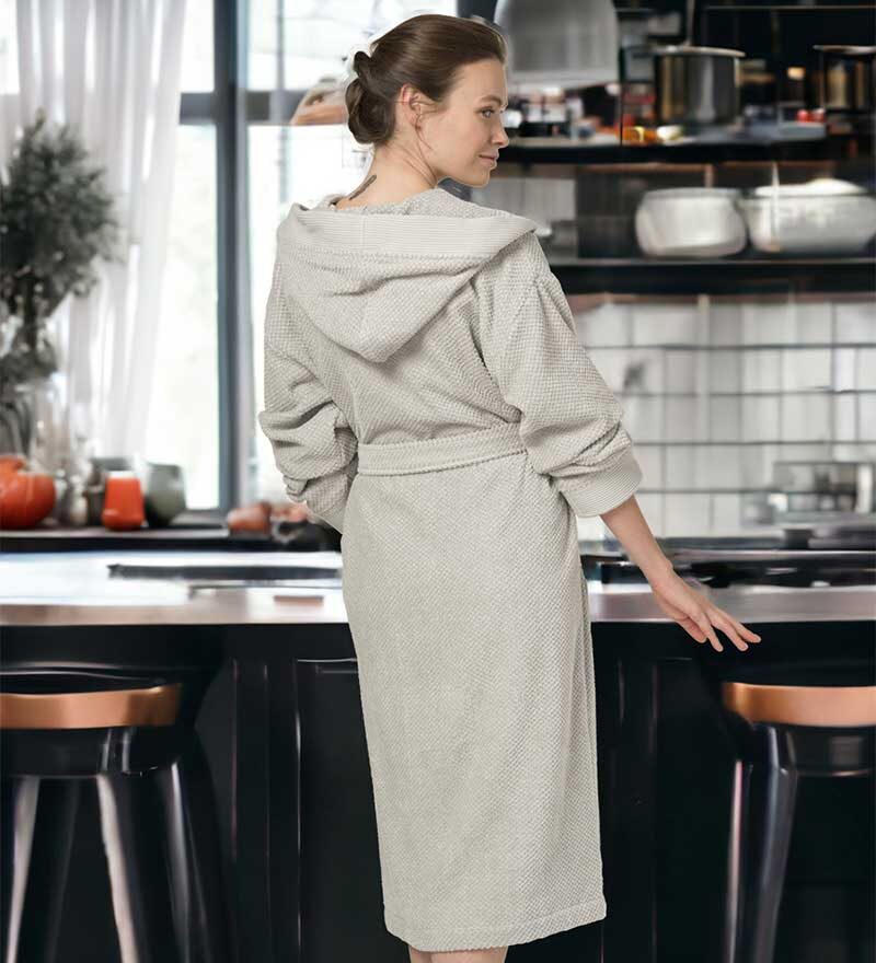 Womens Hooded Turkish Cotton Terry Cloth Robe