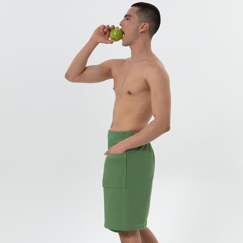 Men’s Green Organic Turkish Cotton Waffle Towel Wrap