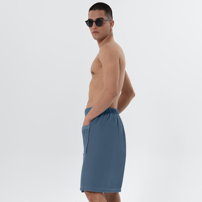 Men’s Indigo Blue Organic Turkish Cotton Waffle Towel Wrap