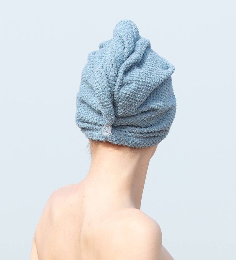 Blue Cotton Hair Drying Towel Wrap