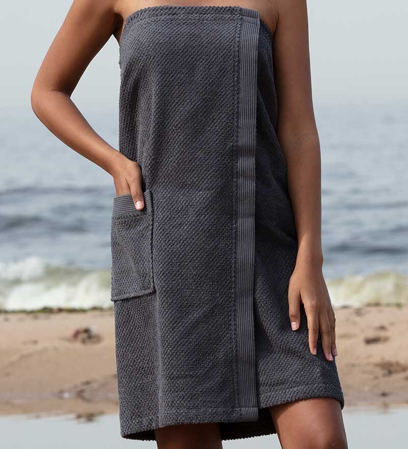 Women’s Charcoal Turkish Cotton Towel Wrap