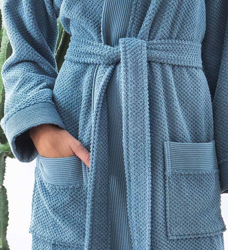 Women’s Blue Luxury Turkish Cotton Terry Kimono Bathrobe