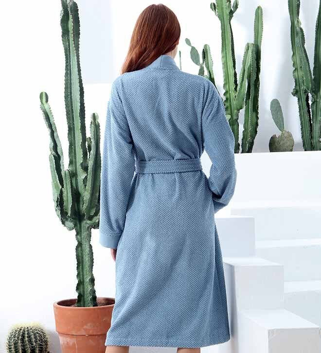 Women’s Blue Luxury Turkish Cotton Terry Kimono Bathrobe