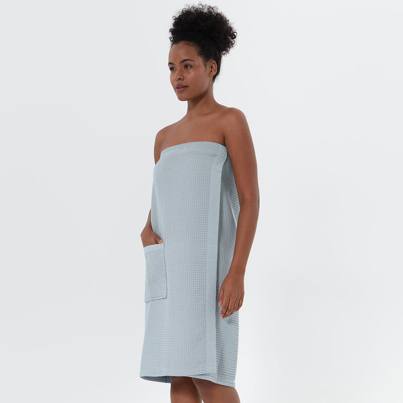 Women’s Blue Gray Organic Turkish Cotton Waffle Towel Wrap