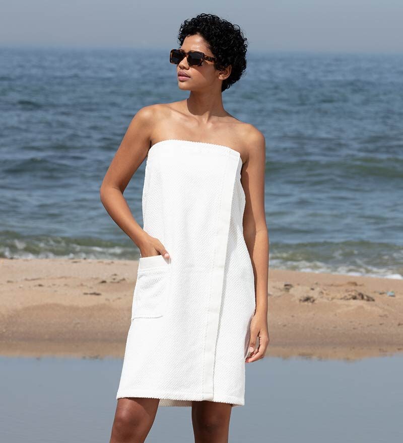 Women’s White Turkish Cotton Towel Wrap