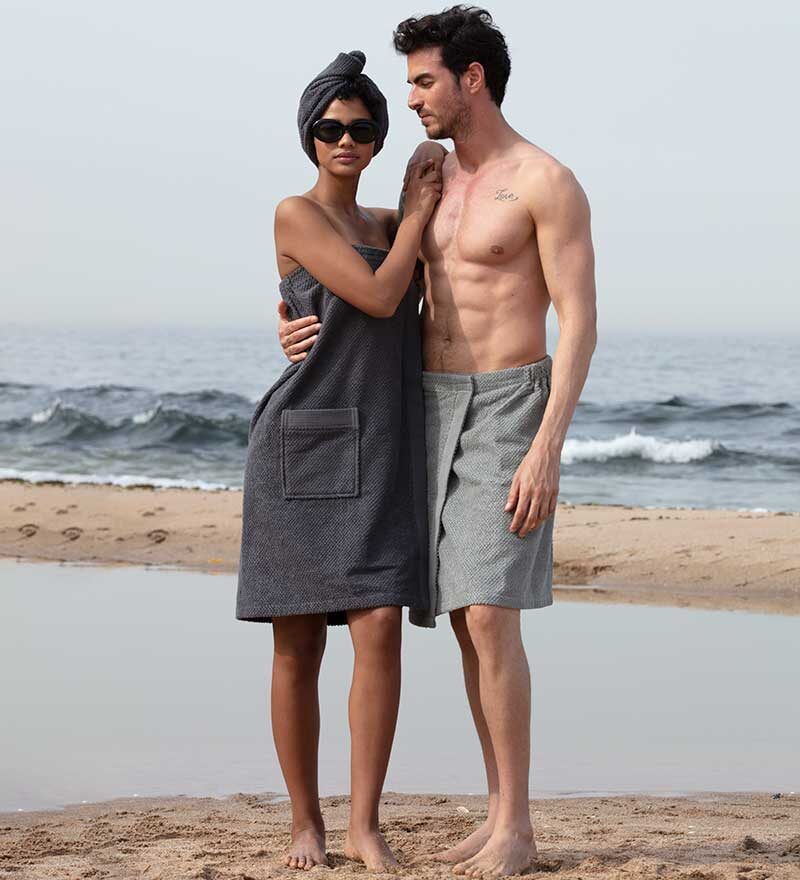 Women’s Charcoal Turkish Cotton Towel Wrap