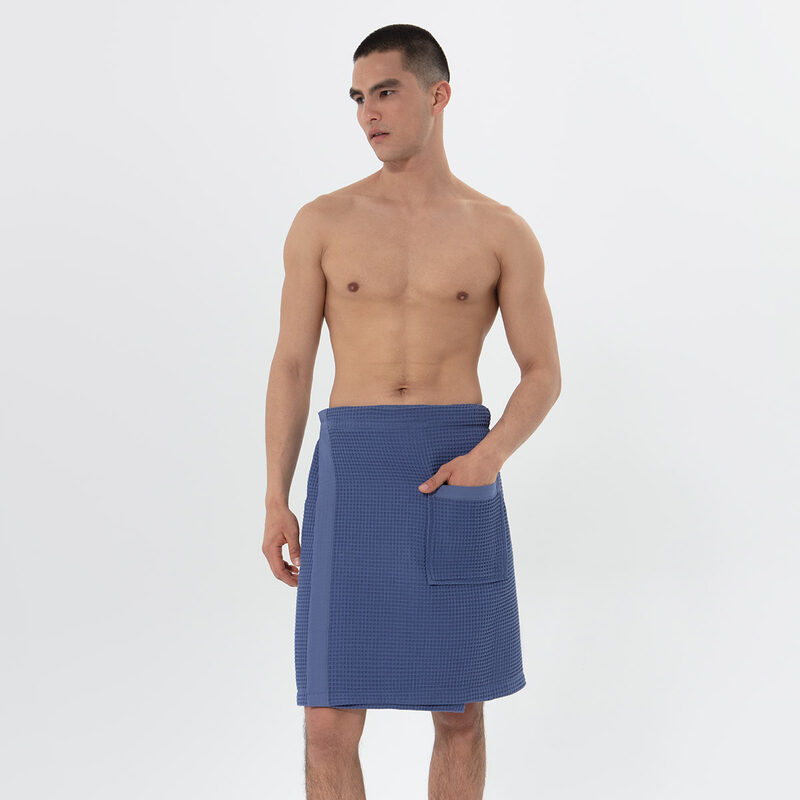 Men’s Lavender Blue Organic Turkish Cotton Waffle Towel Wrap