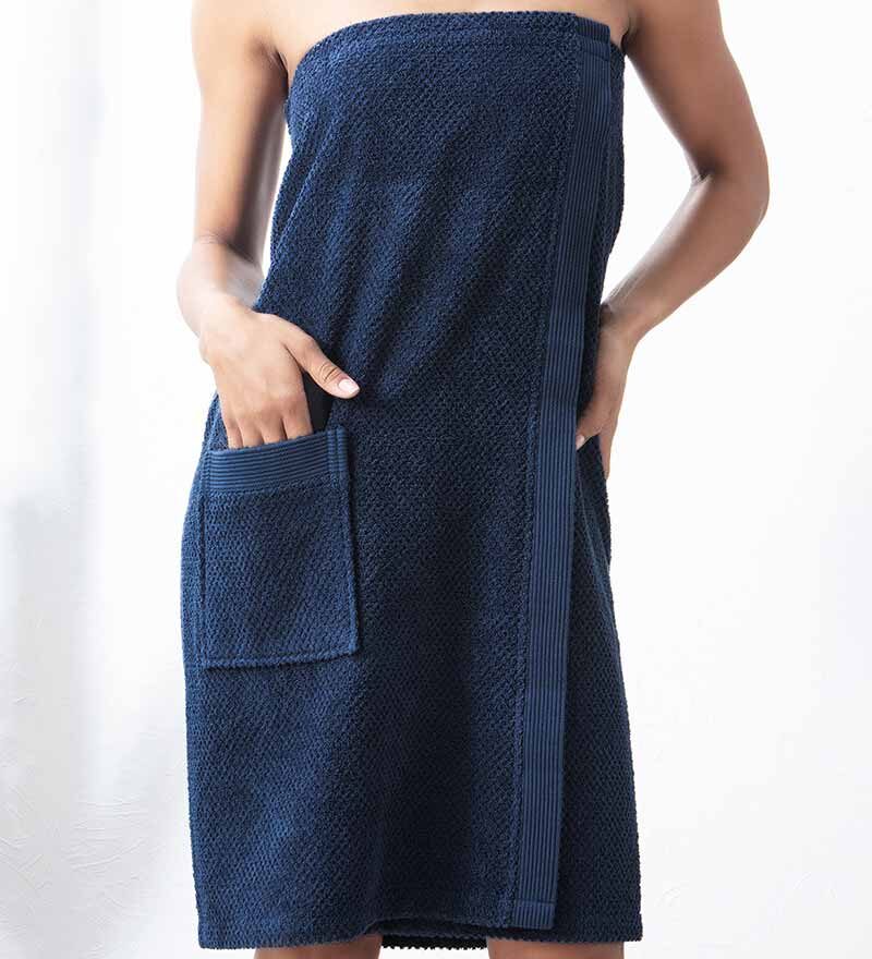 Women’s Navy Turkish Cotton Towel Wrap