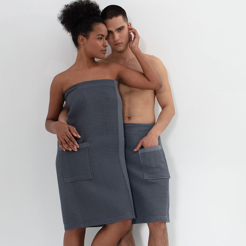 Women’s Charcoal Organic Turkish Cotton Waffle Towel Wrap