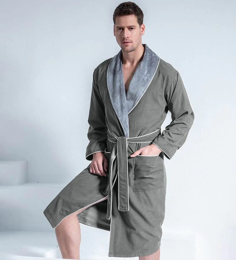 Men's Khaki Green Luxury Microfiber Spa Robe