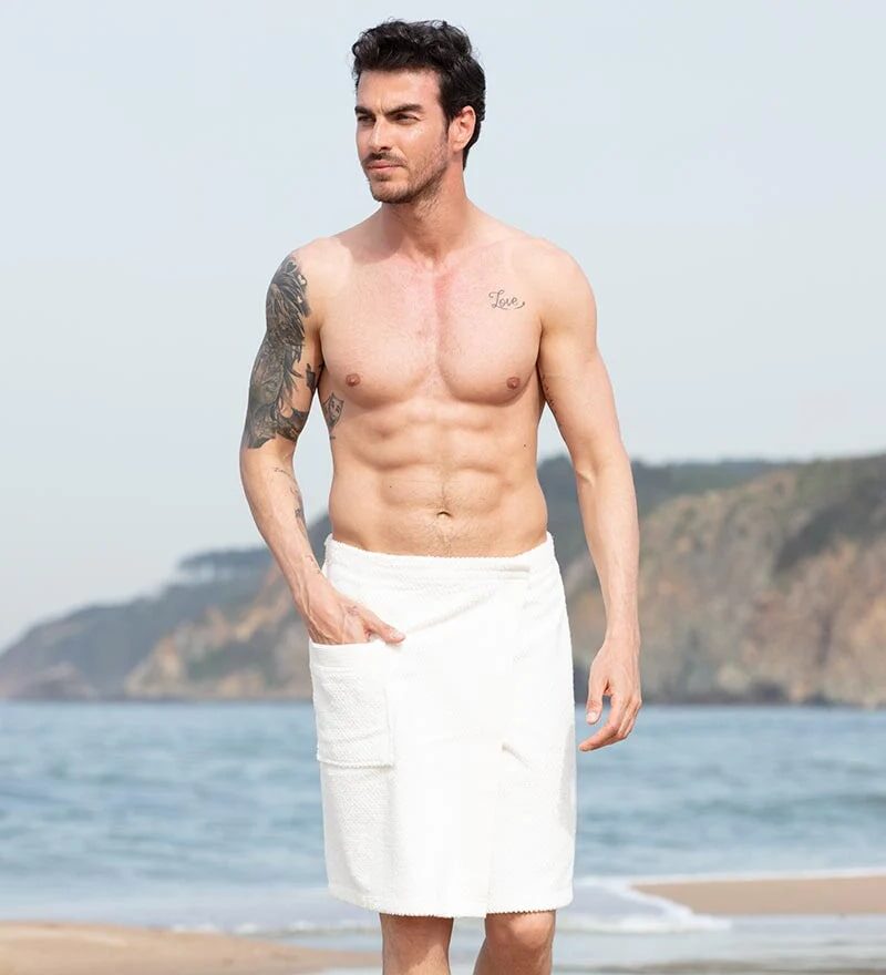 Men’s White Turkish Cotton Towel Wrap