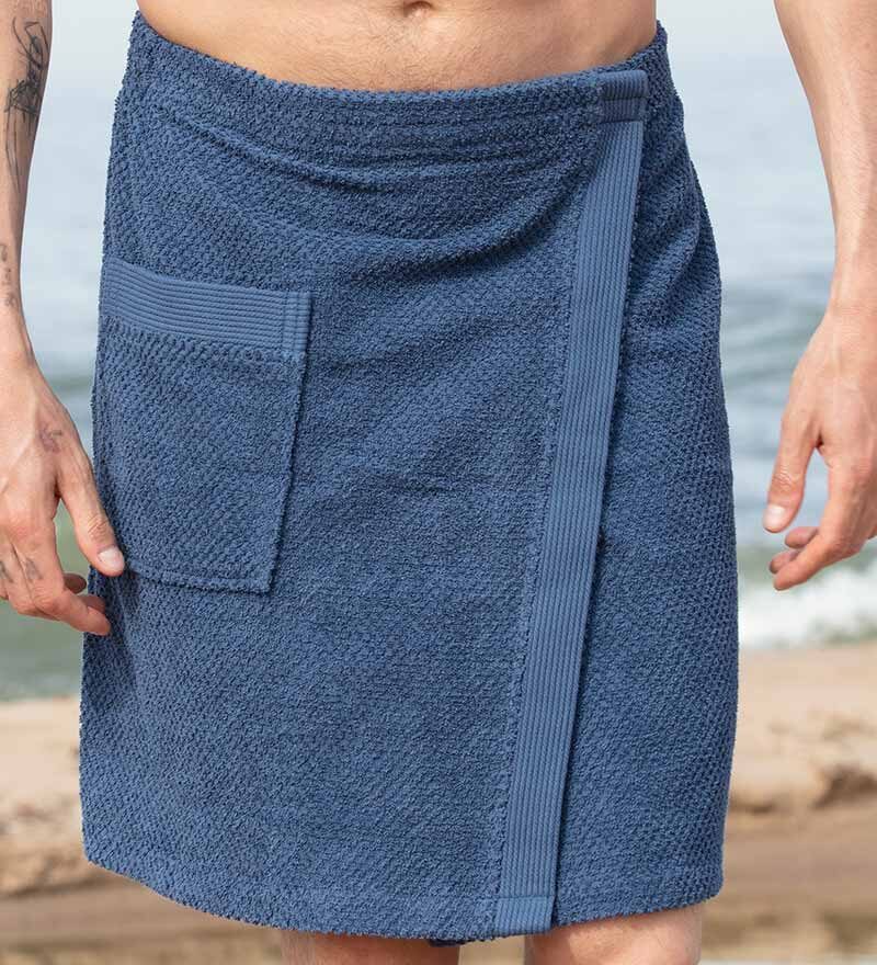 Men’s Navy Turkish Cotton Towel Wrap