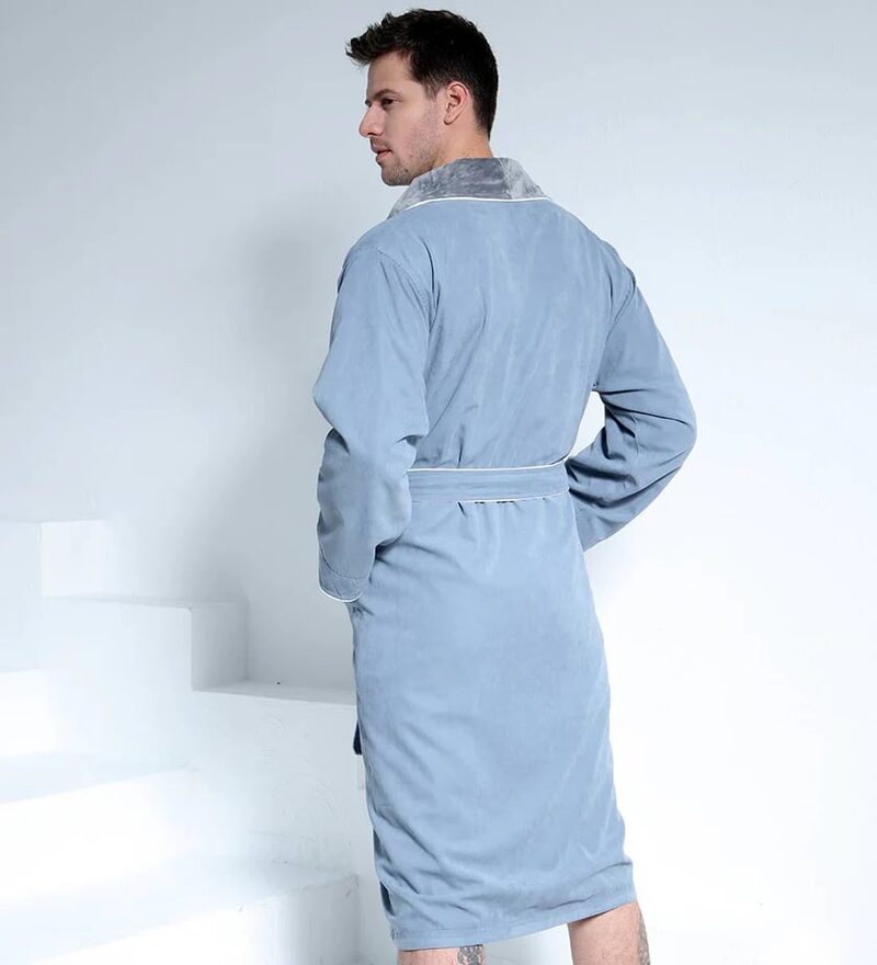 Men's Blue Luxury Microfiber Spa Robe