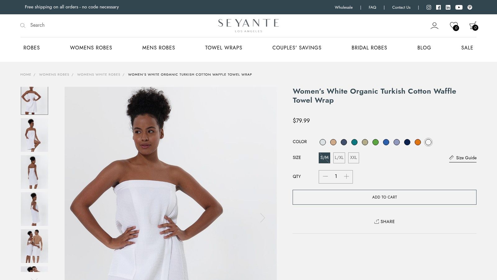 Screenshot from https://www.seyante.com/womens-white-organic-turkish-cotton-waffle-towel-wrap