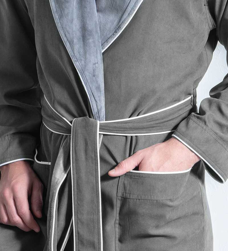 Men's Khaki Green Luxury Microfiber Spa Robe