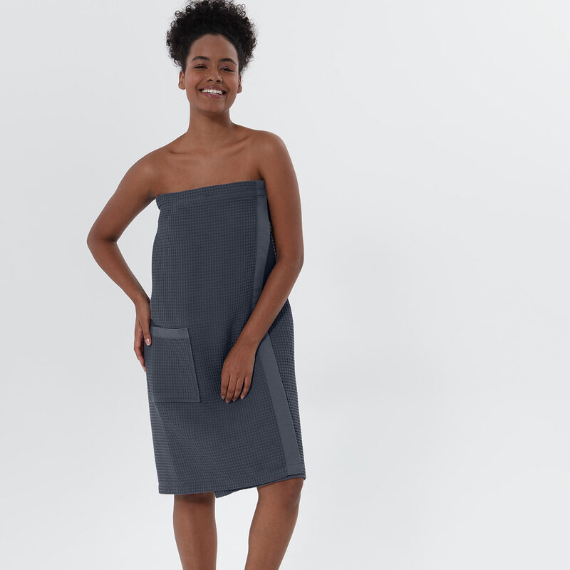 Women’s Charcoal Organic Turkish Cotton Waffle Towel Wrap
