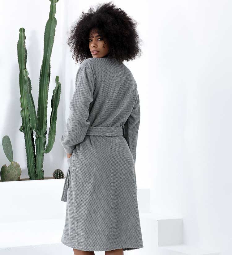 Women’s Gray Luxury Turkish Cotton Terry Kimono Bathrobe