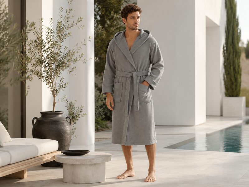 Mens Terry Cloth Robe with Hood