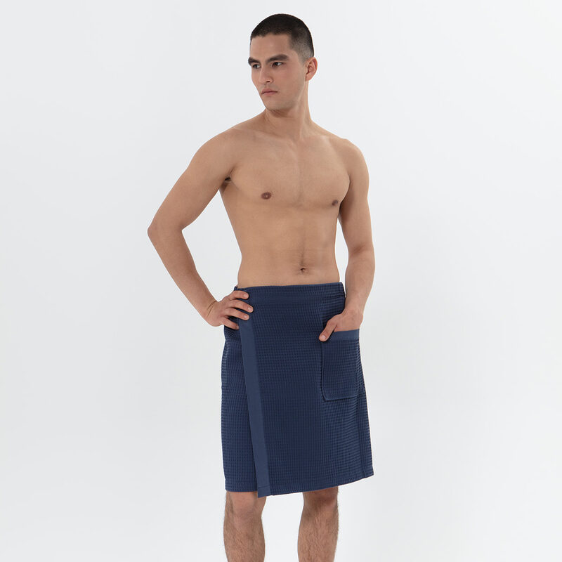 Men’s Navy Organic Turkish Cotton Waffle Towel Wrap