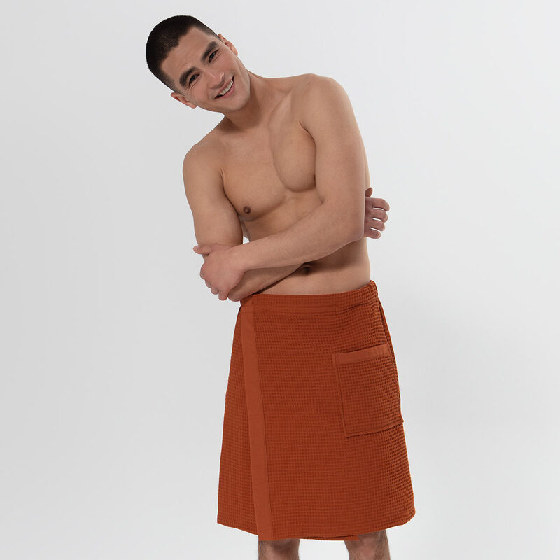 Men’s Terra Cotta Organic Turkish Cotton Waffle Towel Wrap