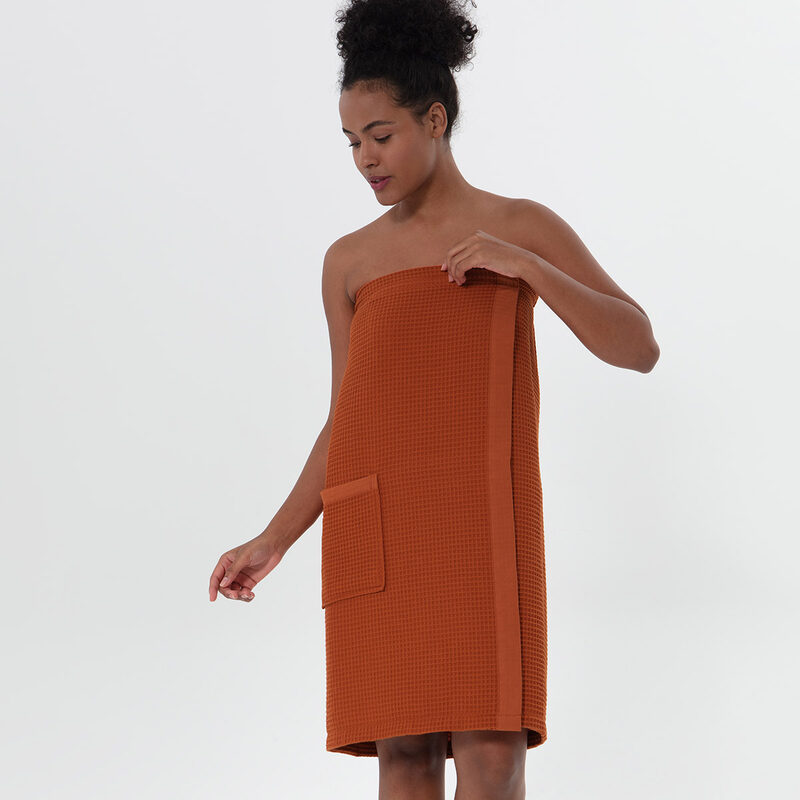 Women’s Terra Cotta Organic Turkish Cotton Waffle Towel Wrap
