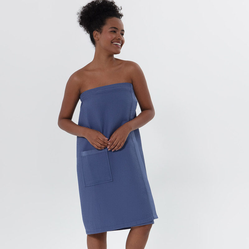 Women’s Lavender Blue Organic Turkish Cotton Waffle Towel Wrap