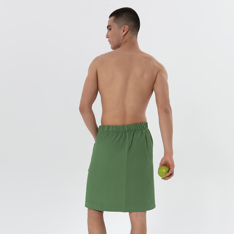 Men’s Green Organic Turkish Cotton Waffle Towel Wrap