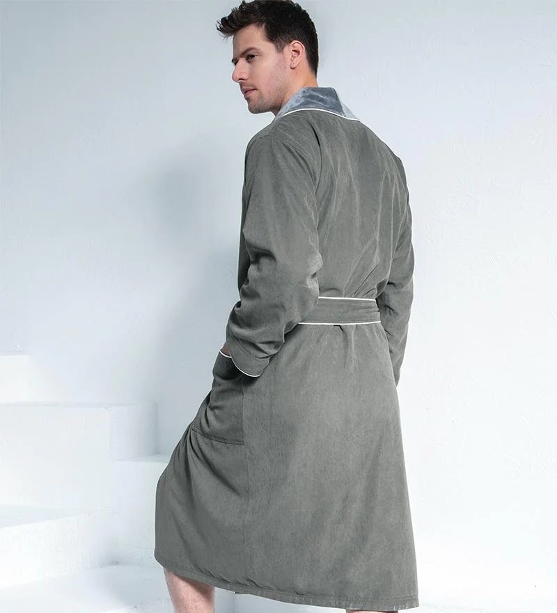 Men's Khaki Green Luxury Microfiber Spa Robe