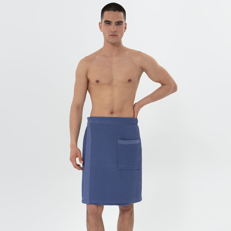 Men’s Lavender Blue Organic Turkish Cotton Waffle Towel Wrap