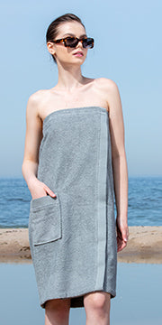 Woman enjoying the comfort of Turkish Cotton Towel Wrap