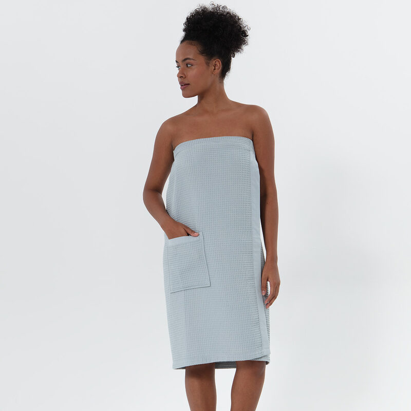 Women’s Blue Gray Organic Turkish Cotton Waffle Towel Wrap