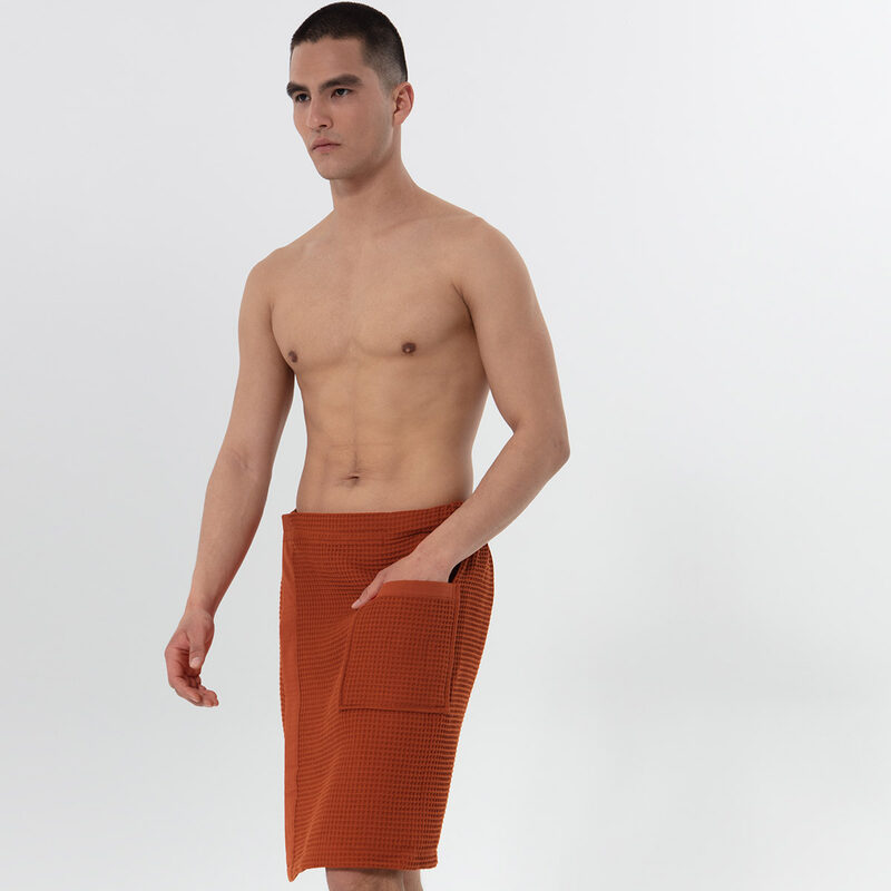 Men’s Terra Cotta Organic Turkish Cotton Waffle Towel Wrap