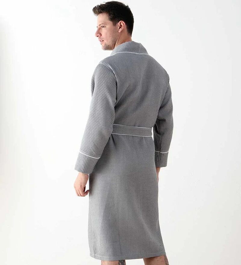 Men's Gray Luxury Waffle Hotel Robe