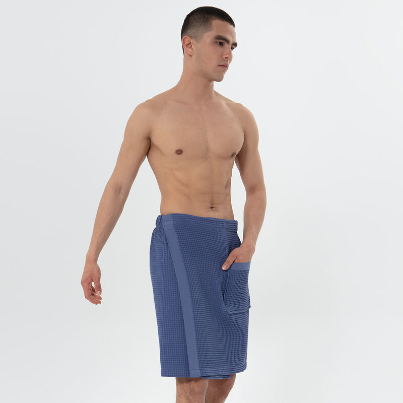 Men’s Lavender Blue Organic Turkish Cotton Waffle Towel Wrap