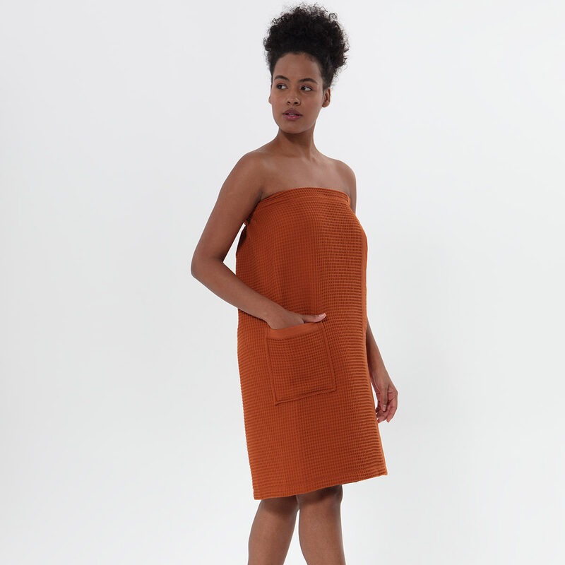 Women’s Terra Cotta Organic Turkish Cotton Waffle Towel Wrap
