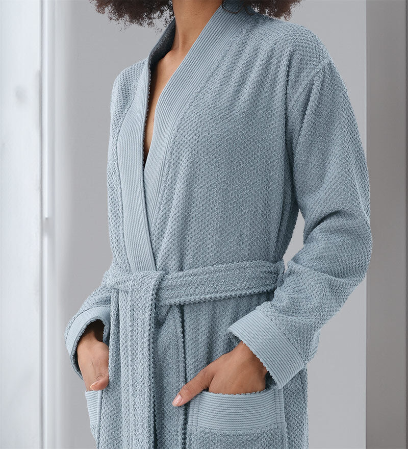 Women’s Blue Gray Luxury Turkish Cotton Terry Kimono Bathrobe
