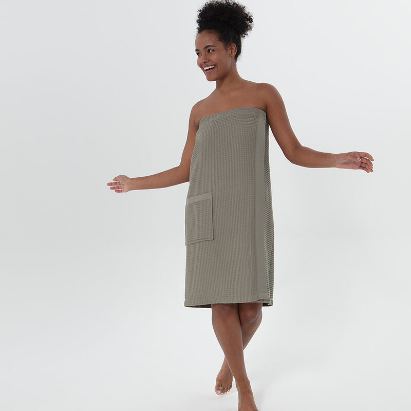Women’s Sage Green Organic Turkish Cotton Waffle Towel Wrap