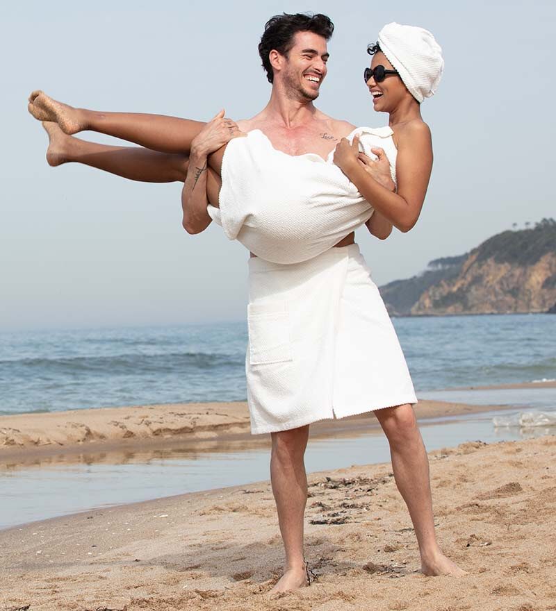 Men’s White Turkish Cotton Towel Wrap